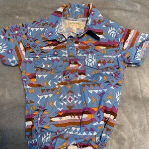 shyanne infant girls aztec geometric print onsie size 6-9 months